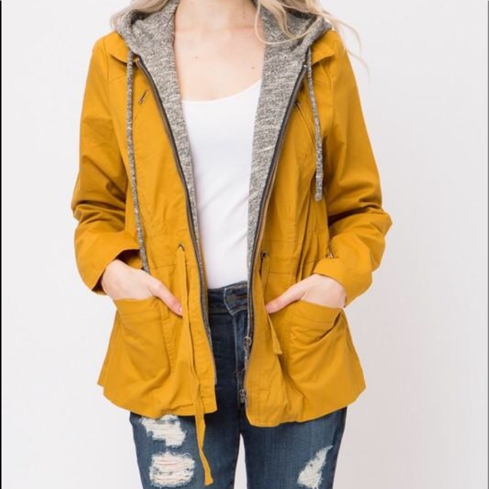 NWT double lined zipper mustard hoodie jacket.